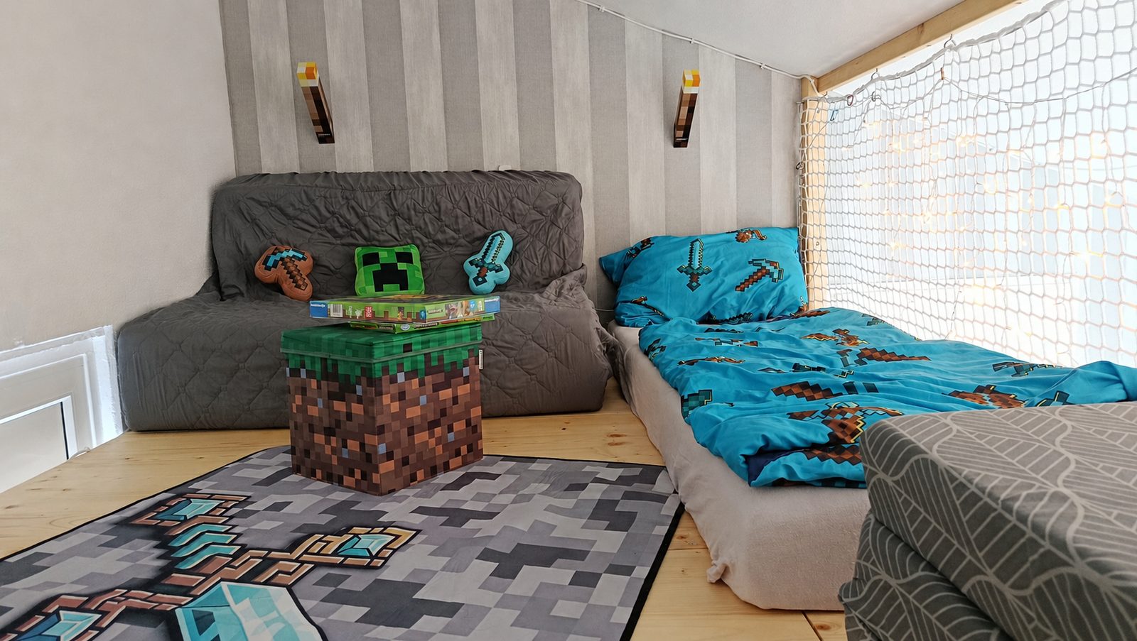 Minecraft-Schlaf- und Spielecke auf der Kindergalerie